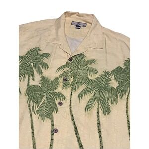Tommy Bahama 100% Silk Tropical Hawaiian Shirt Button Up Men's Medium Yellow‎